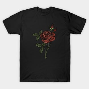 Whimsigoth Rose Tattoo Drawing T-Shirt